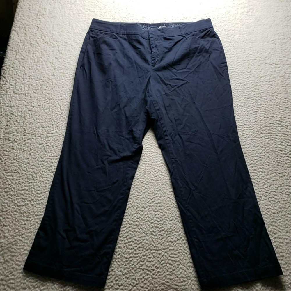 JM Collection Dress Pants Womens 20WP Blue Twill Straight Zip Pockets Casual